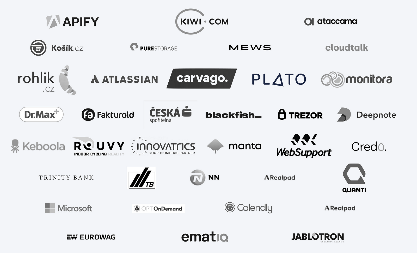 Vybraní klienti. Zdroj: Screenshot z https://www.kamen.one/#logos